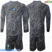 Camisa de time de futebol Brasil Goleiro Replicas 2º Equipamento Infantil Copa America 2024 Manga Comprida (+ Calças curtas)